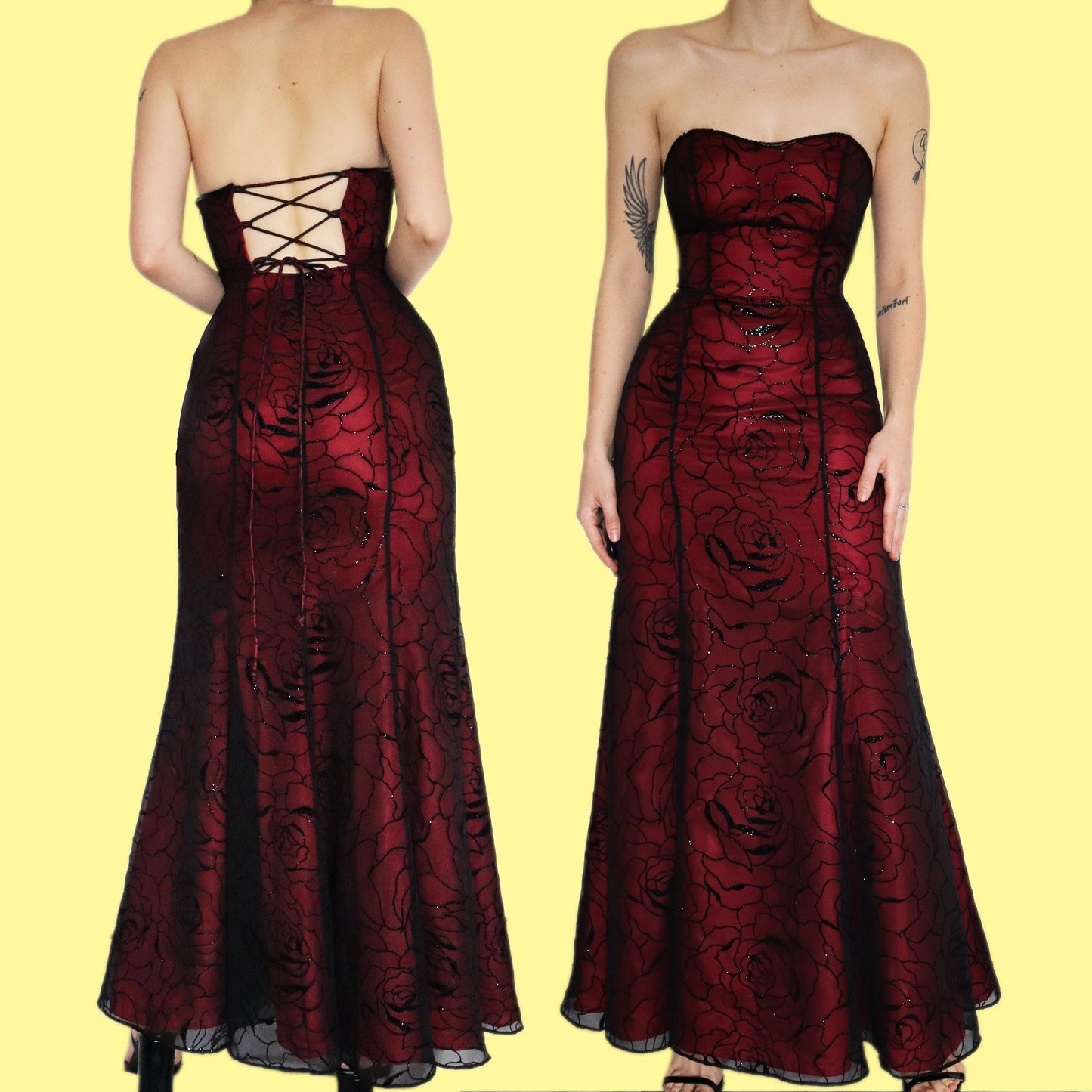 Stunning glittery floral strapless evening dress UK 8