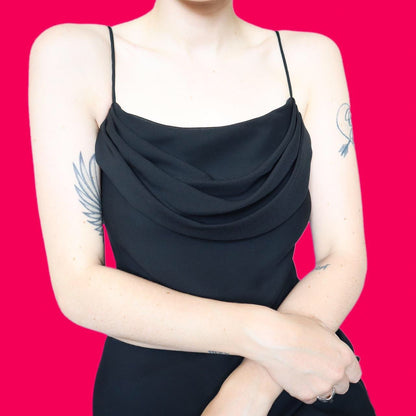 Beautiful black chiffon evening slip dress UK 10