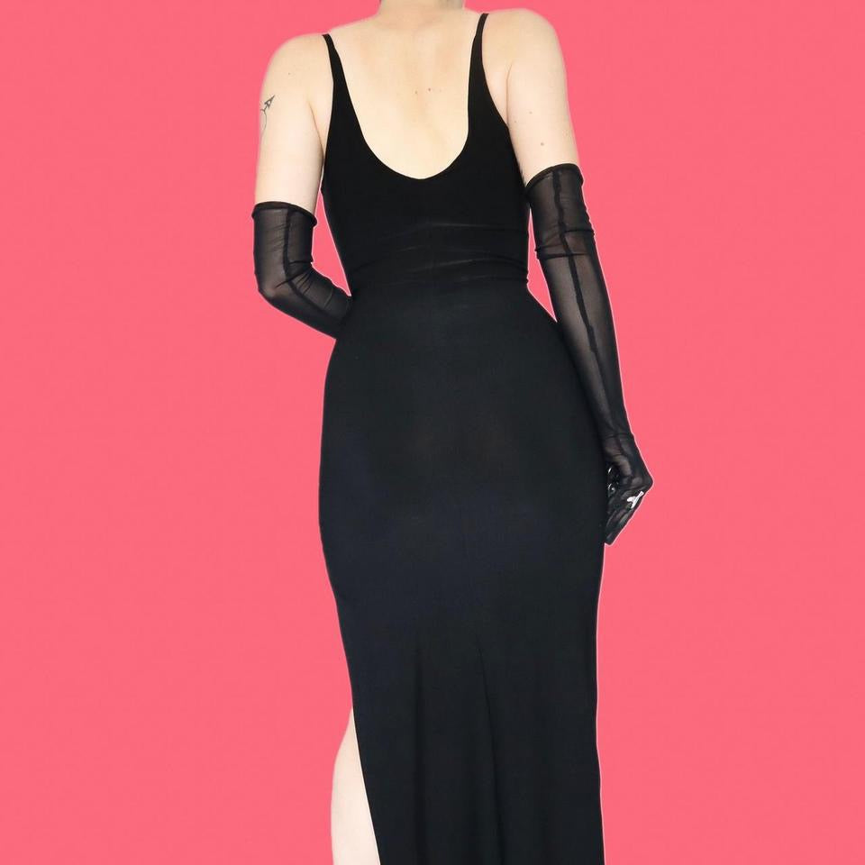 Black stretch bodycon evening dress UK 10