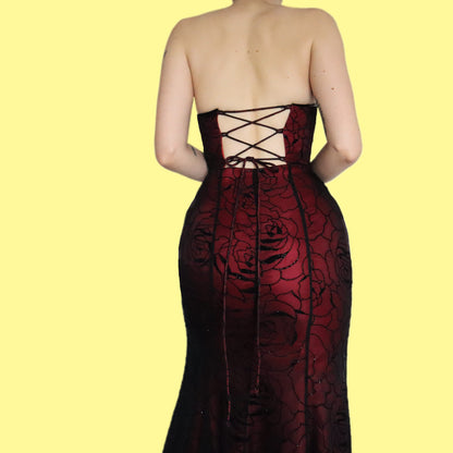 Stunning glittery floral strapless evening dress UK 8