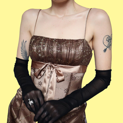 Golden brown glittery evening dress UK 10