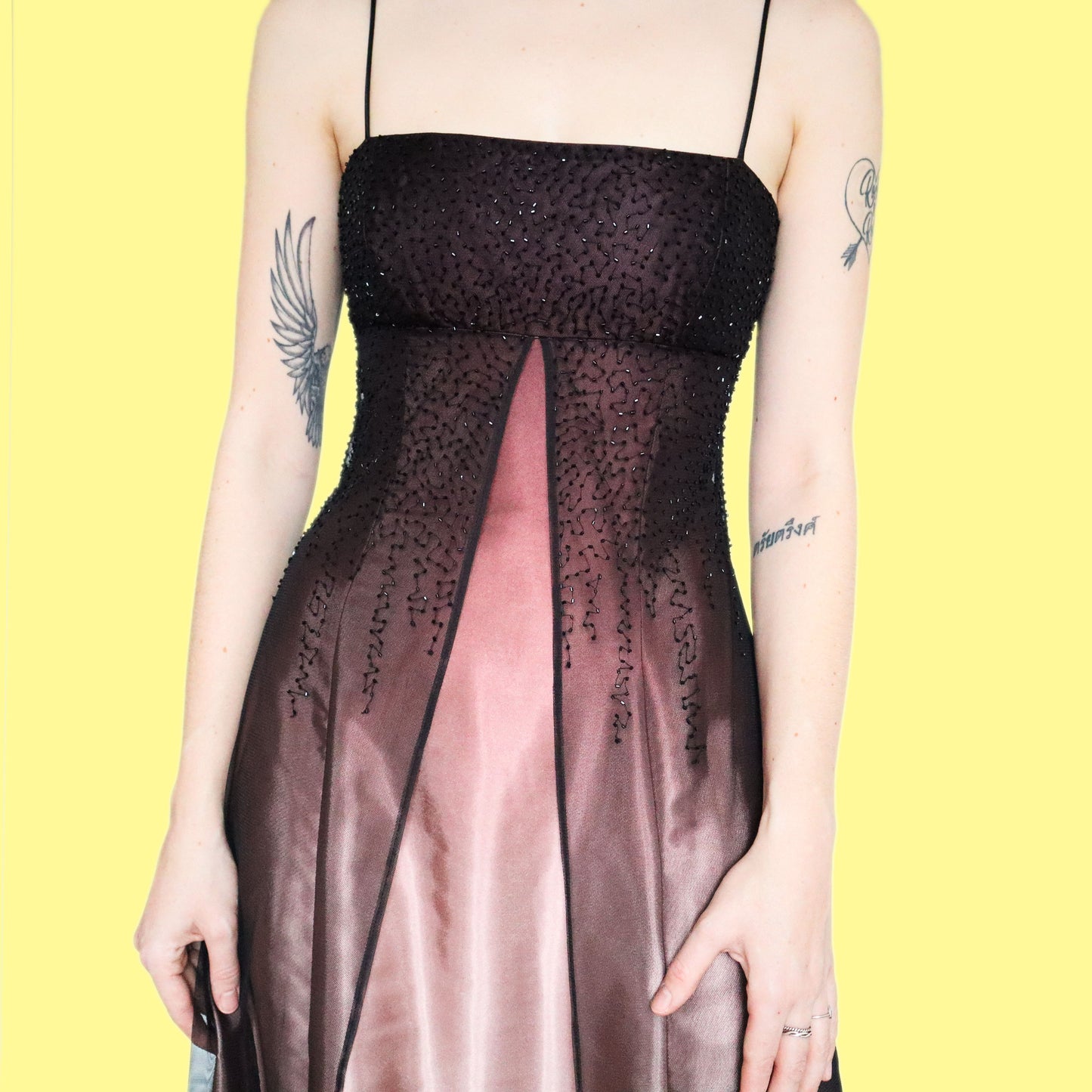 Stunning ombré satin beaded evening dress UK 10