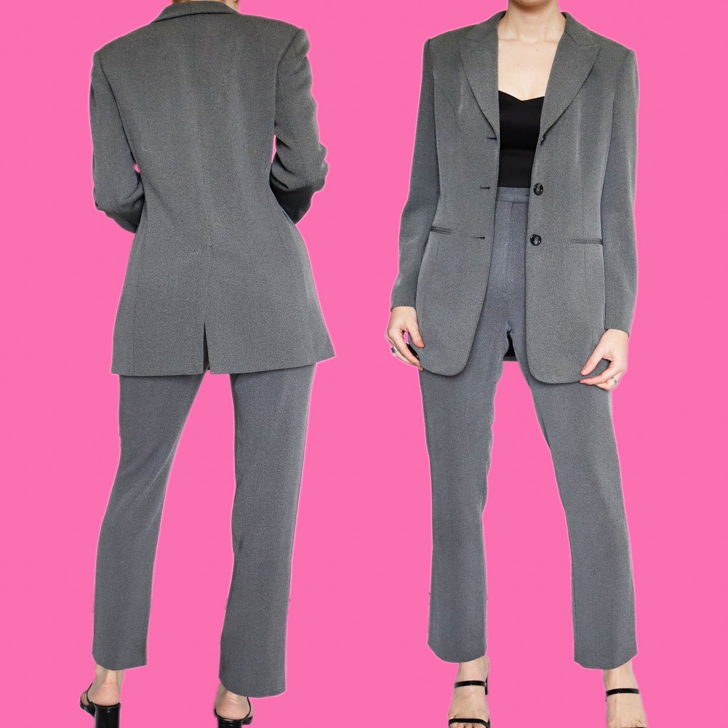 Super chic grey 2 piece trouser suit UK 10