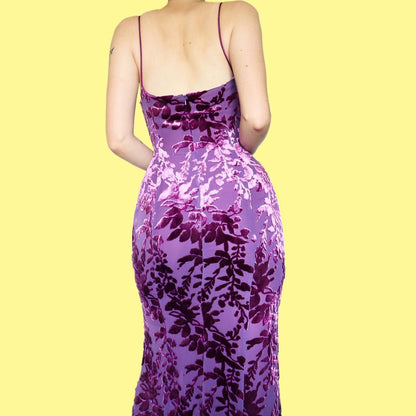 Silk blend purple devore evening dress UK 12
