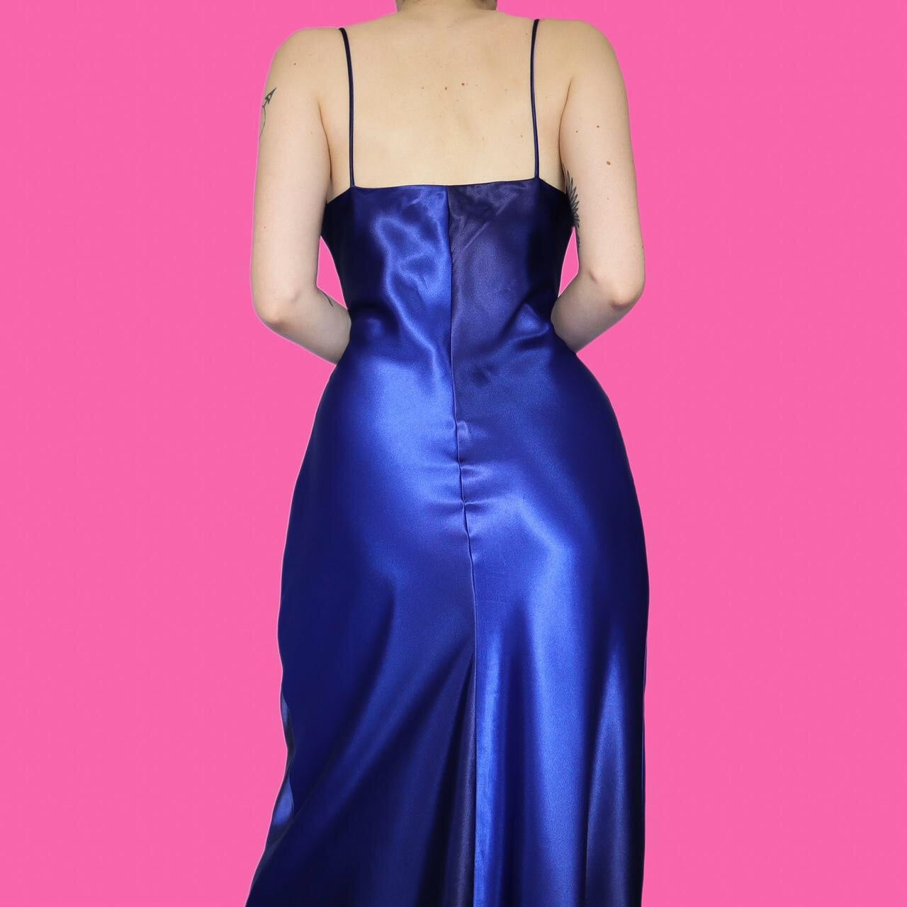 Beautiful silky blue slip evening dress UK 12