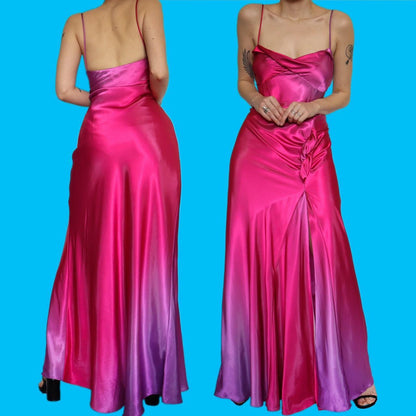 Beautiful satin pink/purple evening dress UK 14