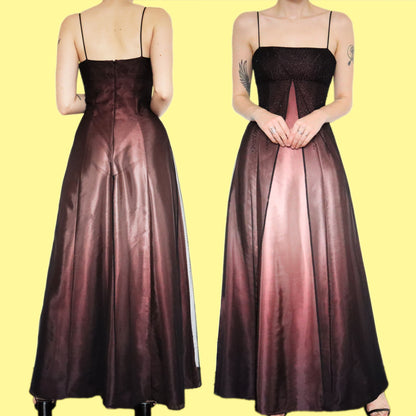 Stunning ombré satin beaded evening dress UK 10