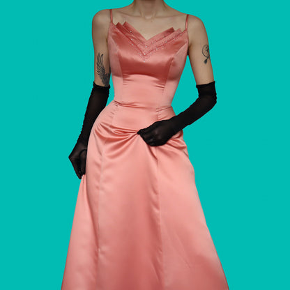Peachy a-line beaded evening dress UK 10