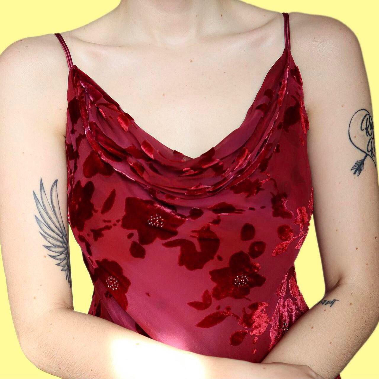 Beautiful raspberry silk blend velvet floral evening dress UK 14