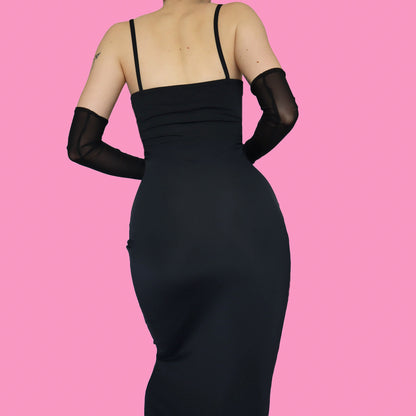Black Nick Coleman bodycon stretch evening dress UK S