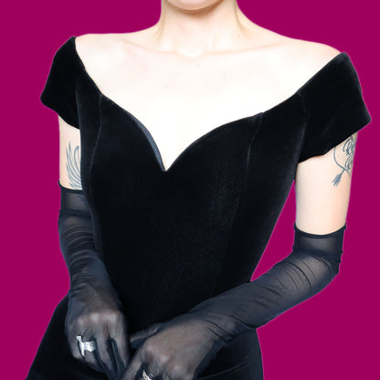 Black velvet evening dress UK 14
