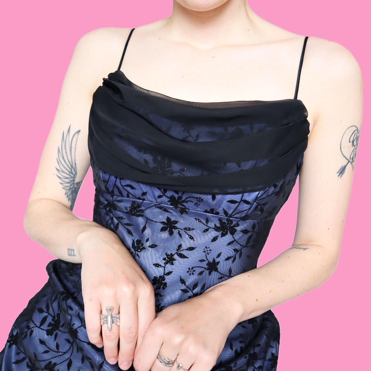 Beautiful blue glittery floral evening dress UK 10