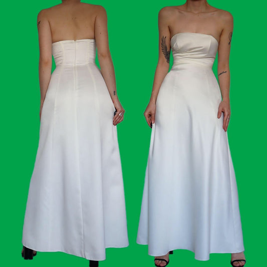 White strapless evening dress UK 8