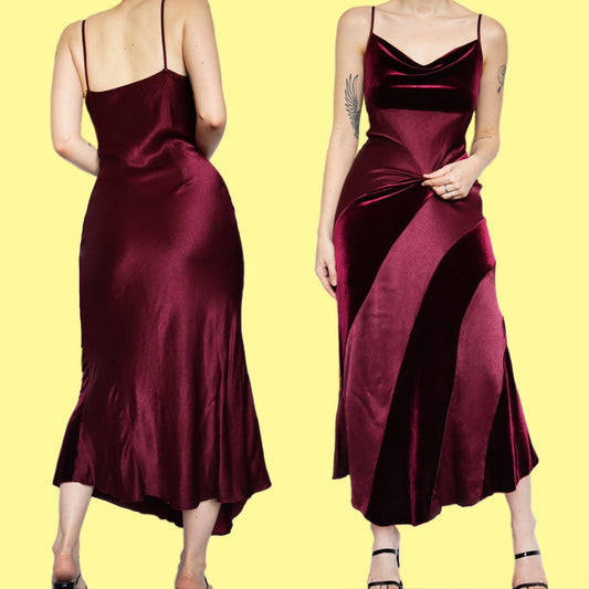 Stunning satin/velvet slip dress UK 18
