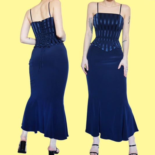 Beautiful John Charles blue 2 piece top & skirt set UK 12