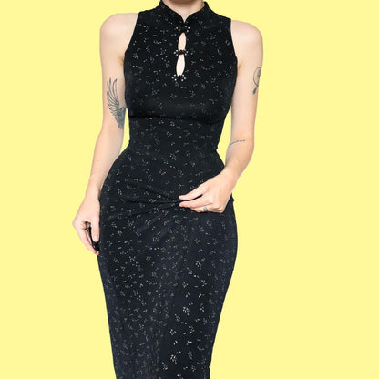 Black stretch midi evening dress UK 12