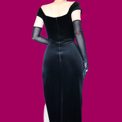 Black velvet evening dress UK 14