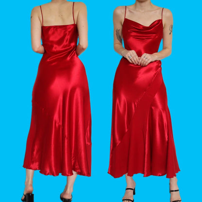Beautiful red satin slip evening dress UK 12