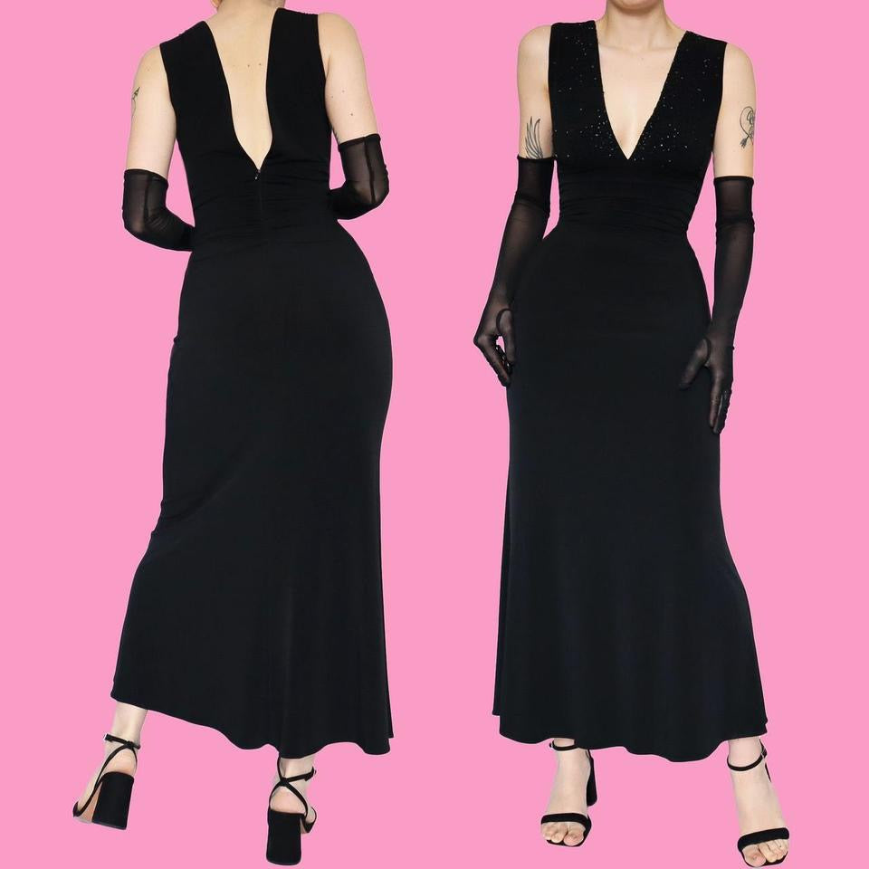 Black YVE low cut evening dress UK 12