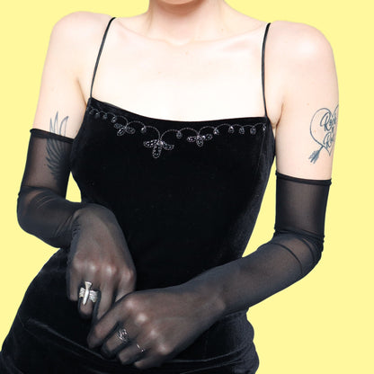 Beautiful black velvet stretch lace up evening dress UK 10