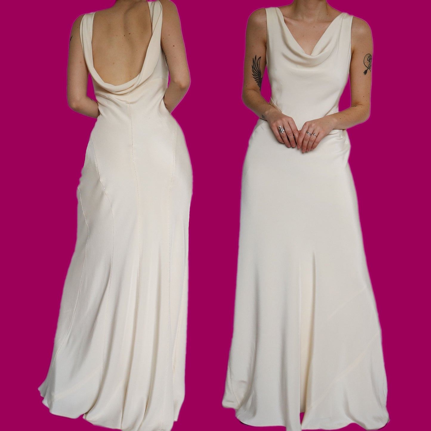 Beautiful off white 100% silk wedding slip dress UK 14
