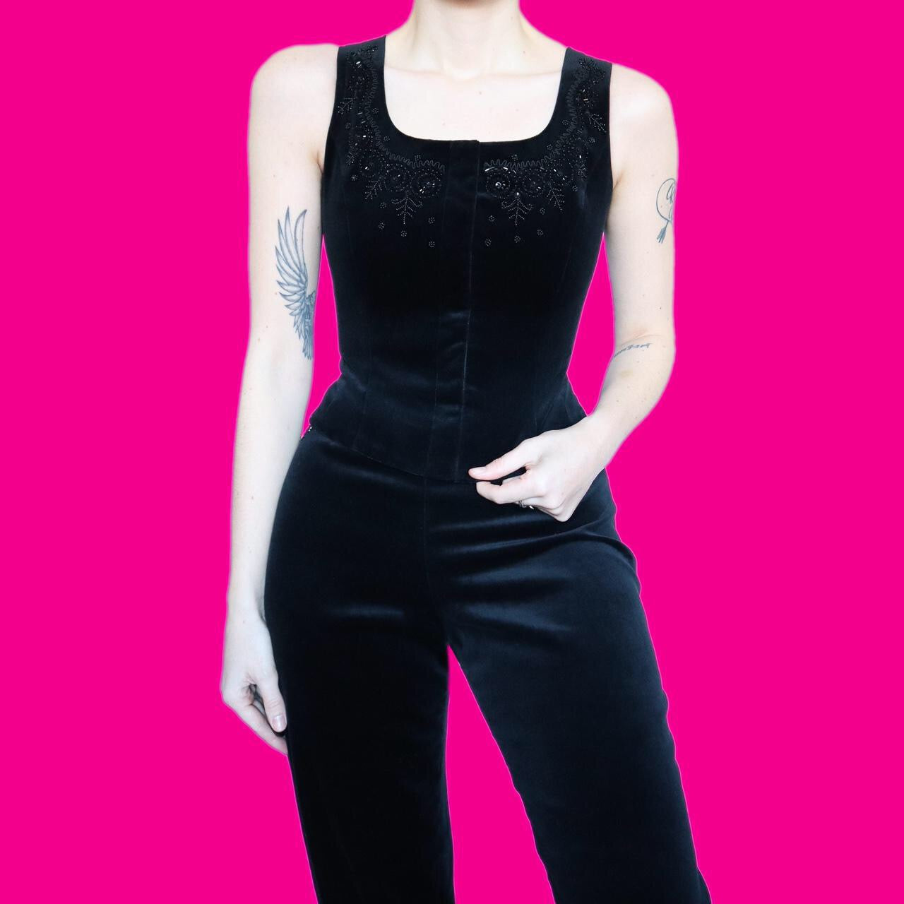 Beautiful vintage black velvet 2 piece set UK 12