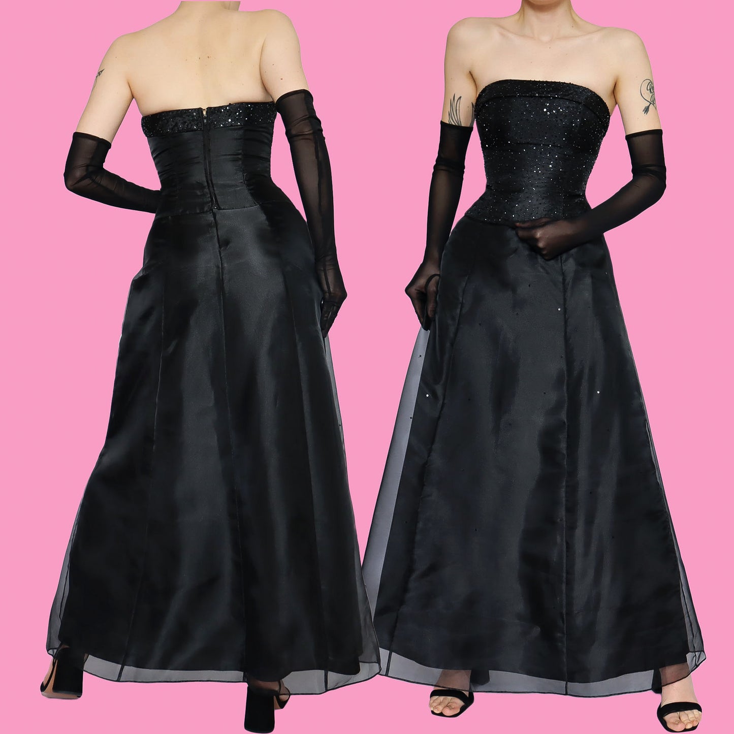 Black beaded organza 2 piece set UK 6