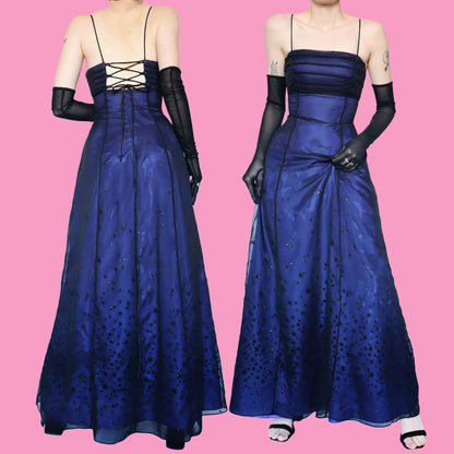 Glittery star print a line evening dress UK 12