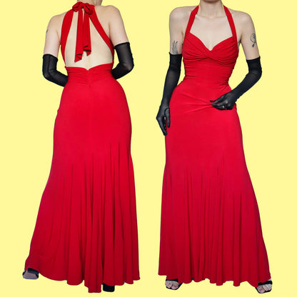 Super stretchy red evening dress UK 12