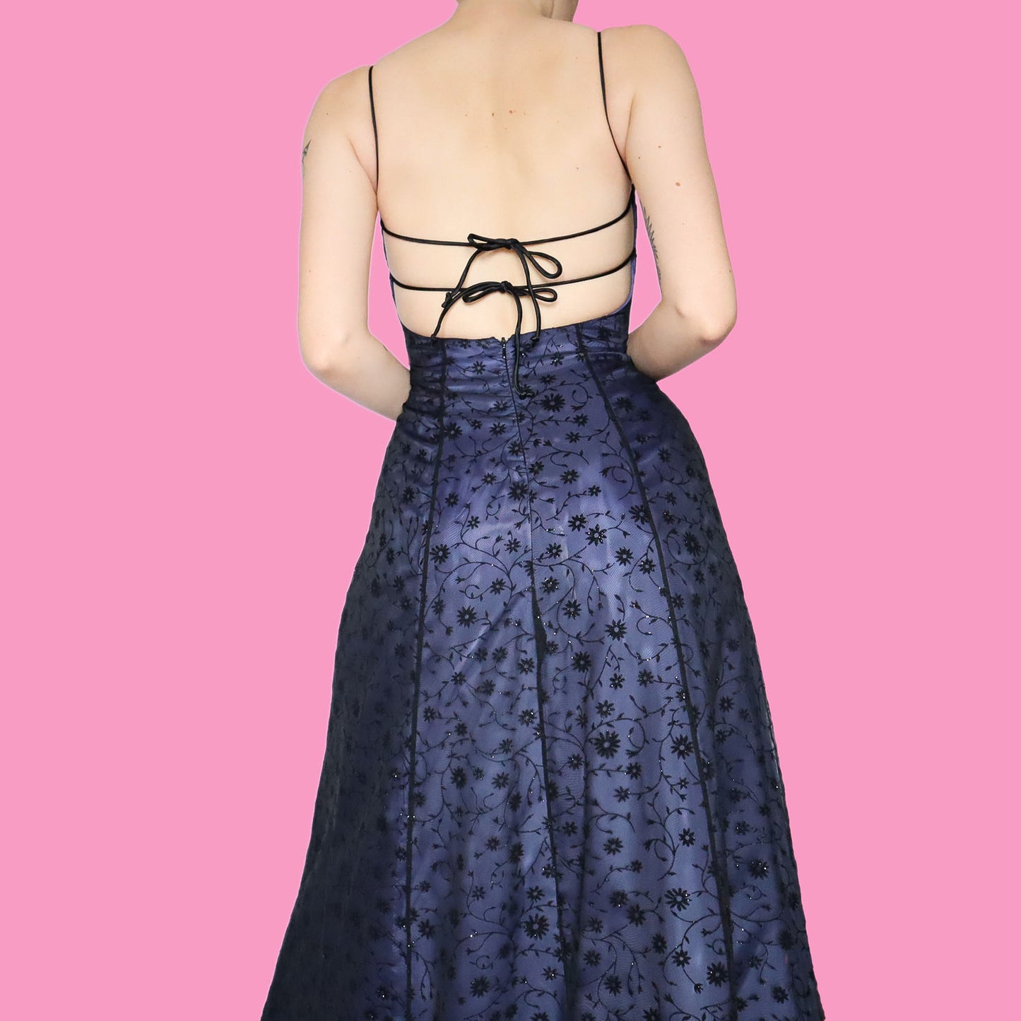 A line floral glittery prom dress UK 8