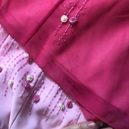 Stunning YVE pink ombré beaded evening dress UK 10