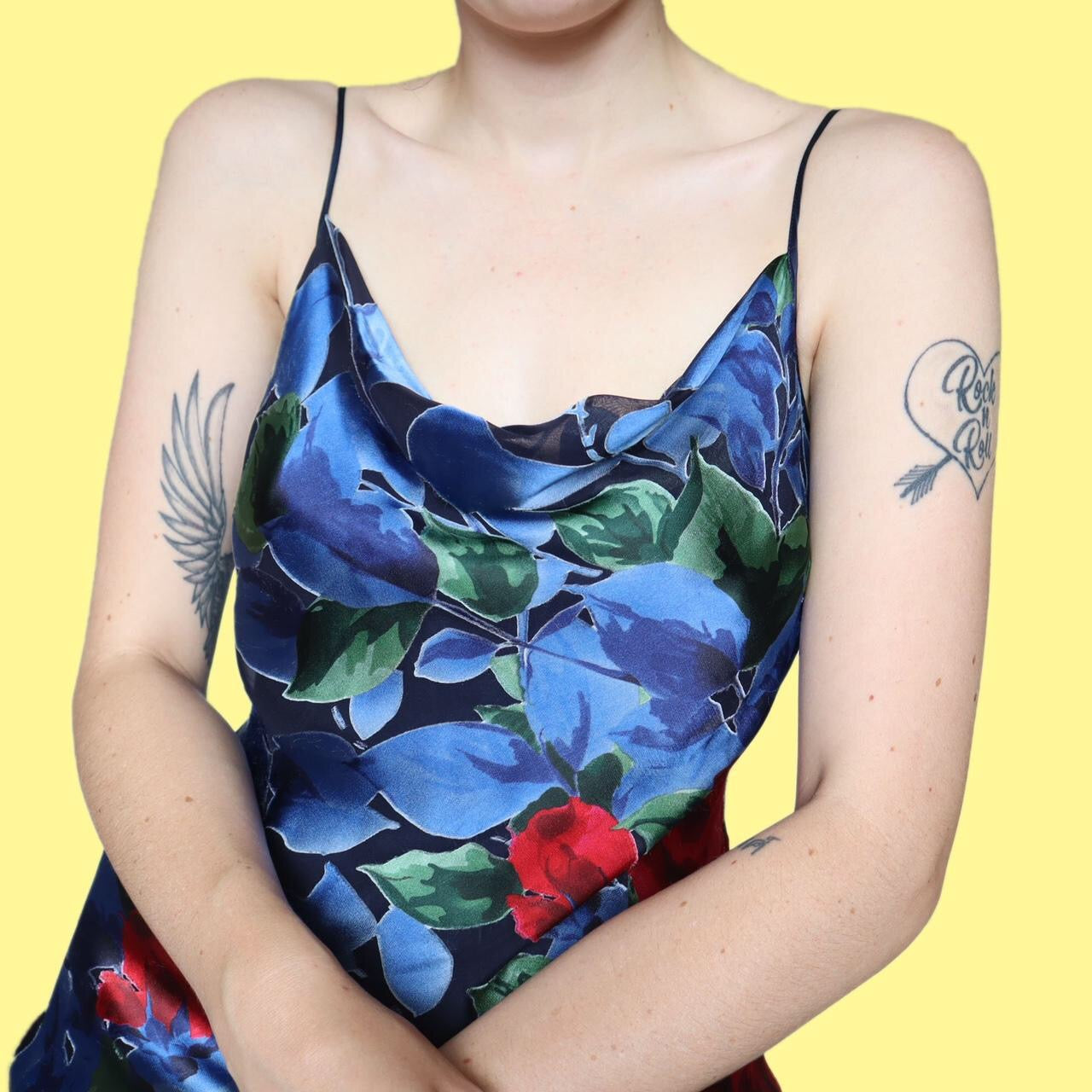 Beautiful silk blend floral slip evening dress UK 10