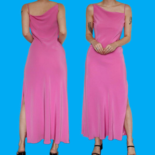 Beautiful After Six pink one shoulder detail evening dress UK 12