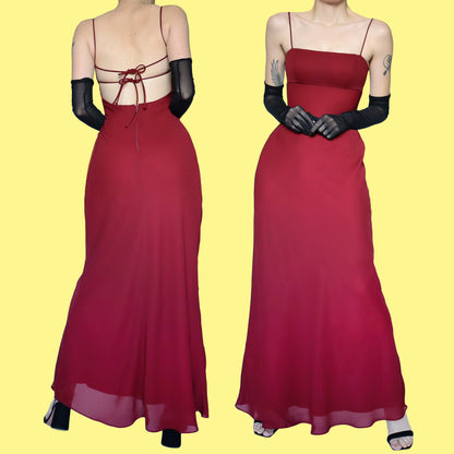 Red open back evening dress UK 8