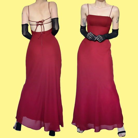 Red open back evening dress UK 8
