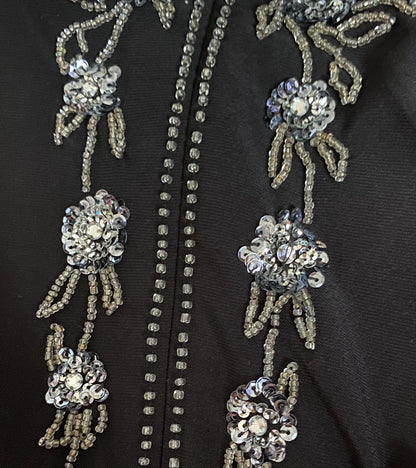 Black stretch halter neck evening dress UK 10