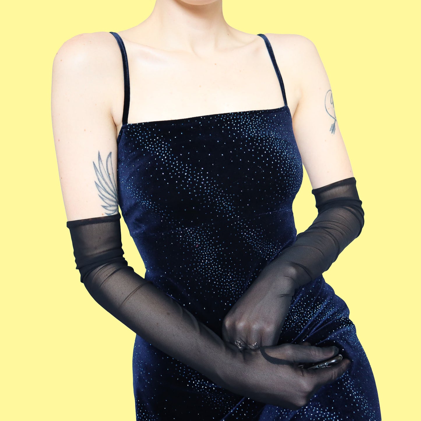 Navy blue glittery velvet stretch evening dress UK 12