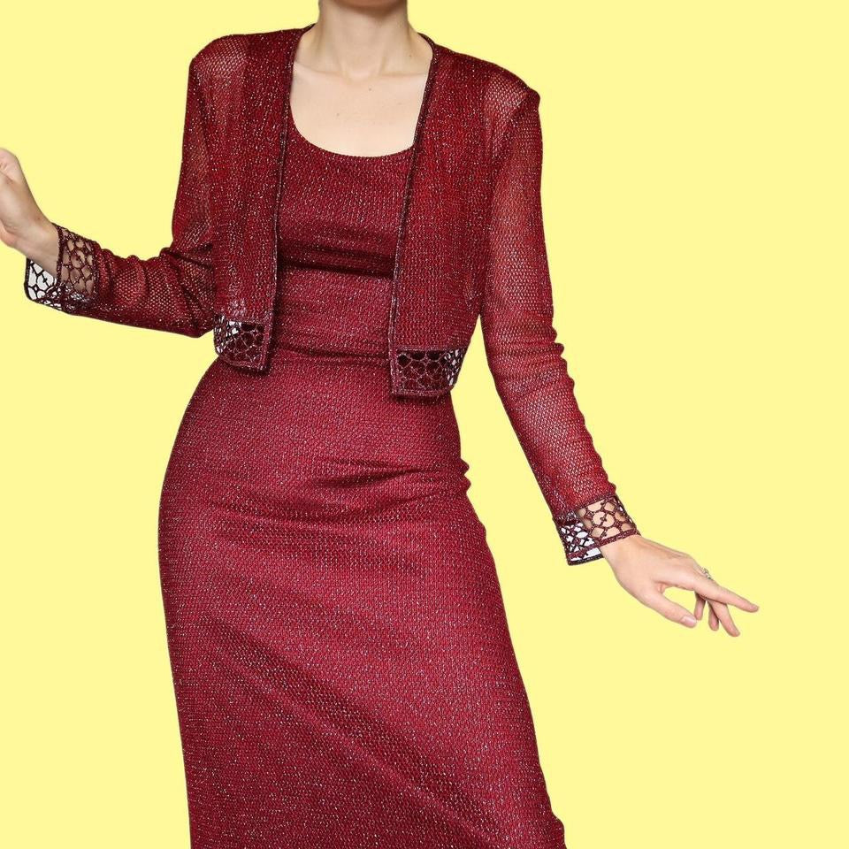 Joseph Ribkoff glittery red dress & shawl UK 12