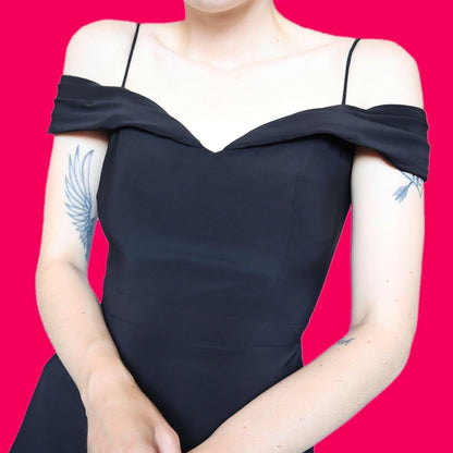 Beautiful black stretch cold shoulder evening dress UK 10