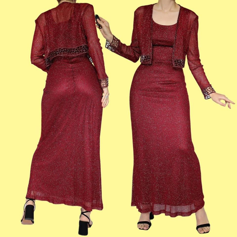 Joseph Ribkoff glittery red dress & shawl UK 12
