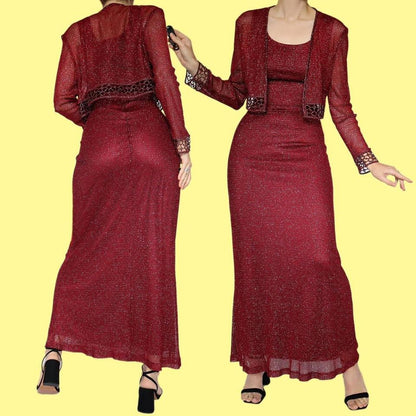 Joseph Ribkoff glittery red dress & shawl UK 12