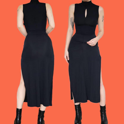 Chic black Nick Coleman stretch bodycon dress UK 10