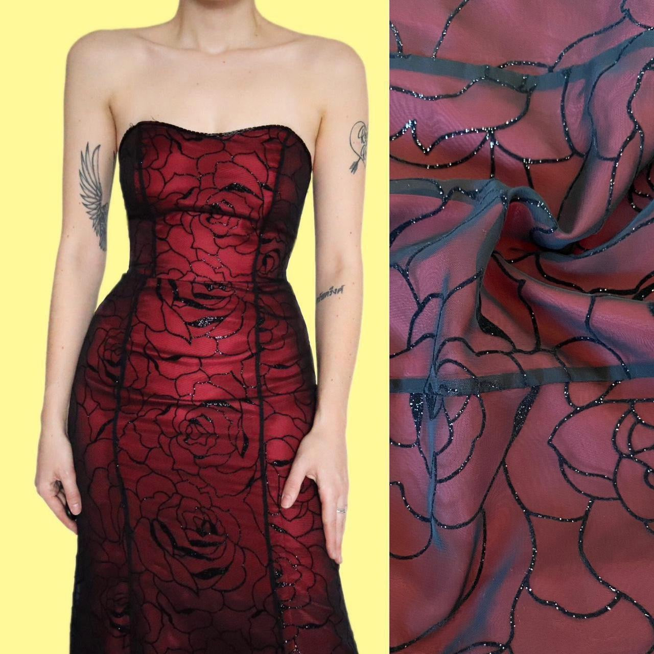 Stunning glittery floral strapless evening dress UK 8