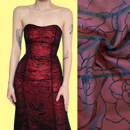 Stunning glittery floral strapless evening dress UK 8