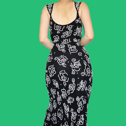 Black 100% Silk Sequin Evening Dress UK 14